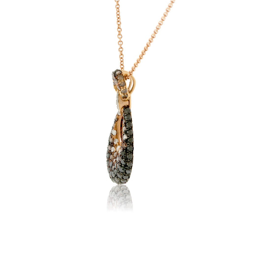 Black, Brown & White Diamond Drop Pendant with Chain - Park City Jewelers