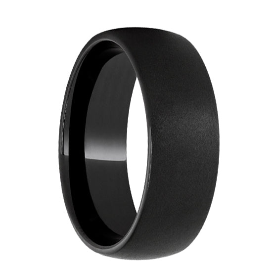 Black Diamond Ceramic Domed Band with Sandblast Finish - Park City Jewelers