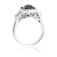 Black Diamond & Diamond Halo Ring - Park City Jewelers