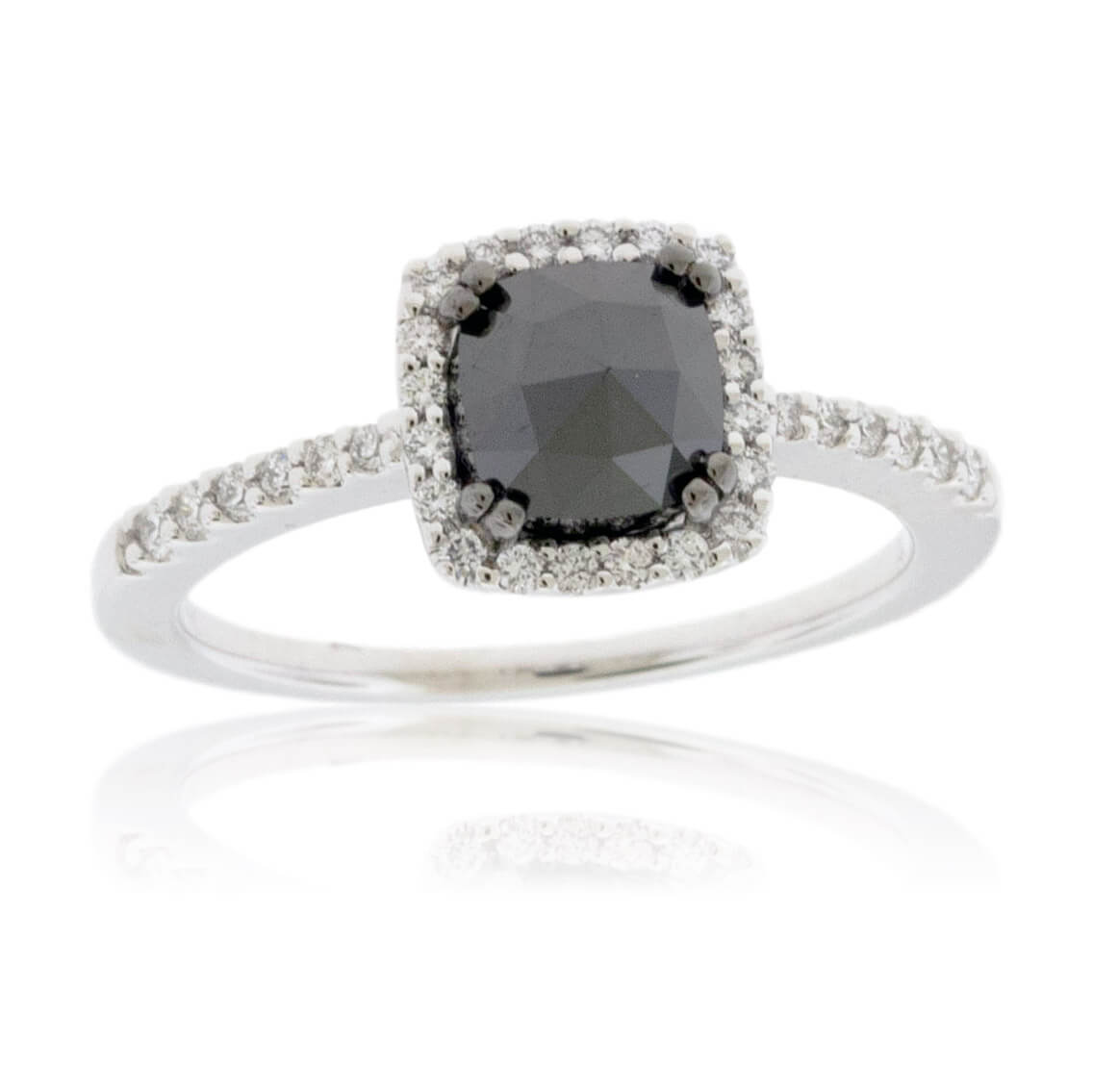 Black Diamond & Diamond Halo Ring - Park City Jewelers
