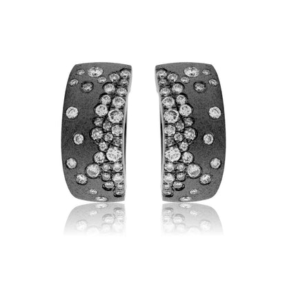 Black Gold Satin Finish Flush Set Diamond Earrings - Park City Jewelers
