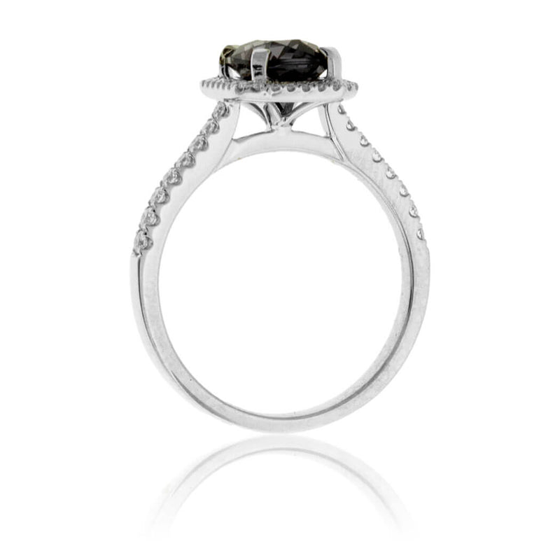 Black-Gray Fancy Cut Spinel & Diamond Halo Ring - Park City Jewelers