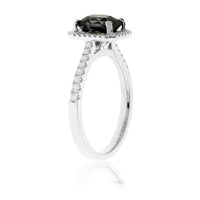 Black-Gray Fancy Cut Spinel & Diamond Halo Ring - Park City Jewelers