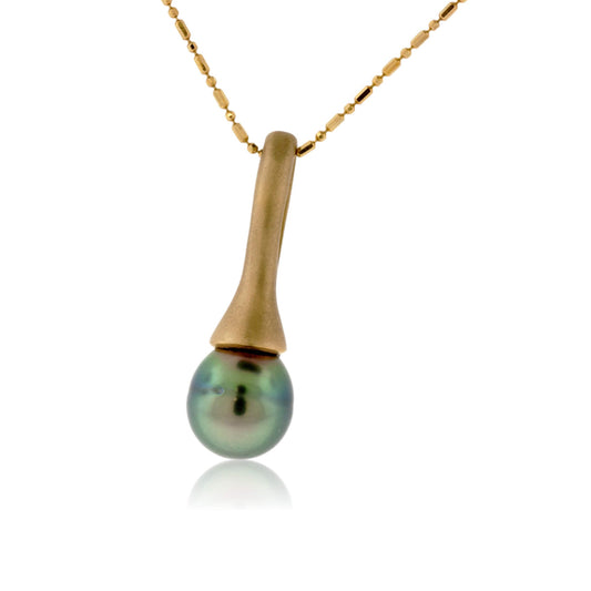 Black Pearl & Diamond Pendant w/Chain - Park City Jewelers