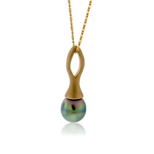 Black Pearl & Diamond Pendant w/Chain - Park City Jewelers