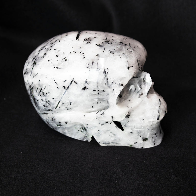 Black Rutilated Quartz 8" Skull Carving - Park City Jewelers