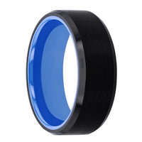 Black Tungsten Band with Deep Blue Inside Color - Park City Jewelers