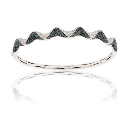 Blue and White Diamond Triangular Ribbon Bangle Bracelet - Park City Jewelers
