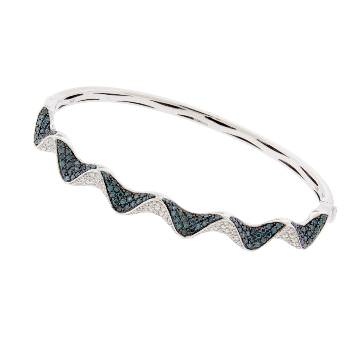 Blue and White Diamond Triangular Ribbon Bangle Bracelet - Park City Jewelers