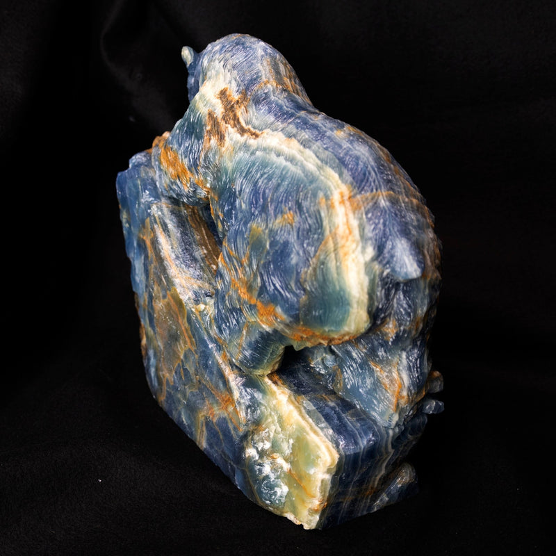 Blue Calcite Bear & Waves Carving - Park City Jewelers