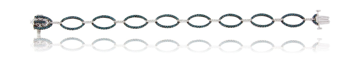 Blue Diamond and White Diamond Oval Shaped Tennis Bracelet - Park City Jewelers