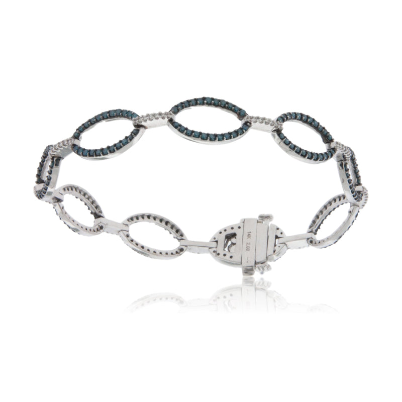 Blue Diamond and White Diamond Oval Shaped Tennis Bracelet - Park City Jewelers