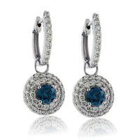 Blue Diamond Double Diamond Halo Earrings - Park City Jewelers