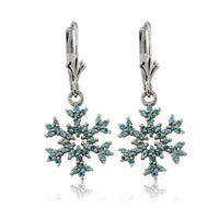Blue Diamond Pave Snowflake Earrings - Park City Jewelers