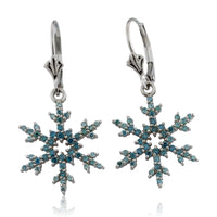 Blue Diamond Snowflake Leverback Earrings - Park City Jewelers