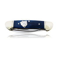 Blue Rough Rider 2 Blade Knife with Silver Bear Inlay - Park City Jewelers