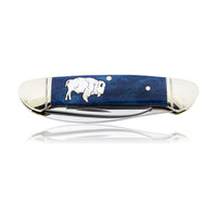 Blue Rough Rider 2 Blade Knife with Silver Bear Inlay - Park City Jewelers