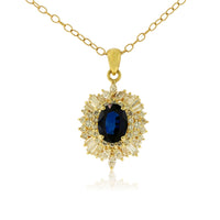 Blue Sapphire and Classic Style Diamond Halo Pendant - Park City Jewelers