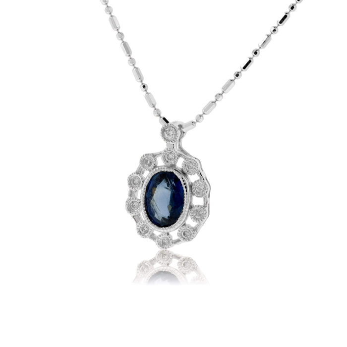 Blue Sapphire and Diamond Blooming Pendant - Park City Jewelers