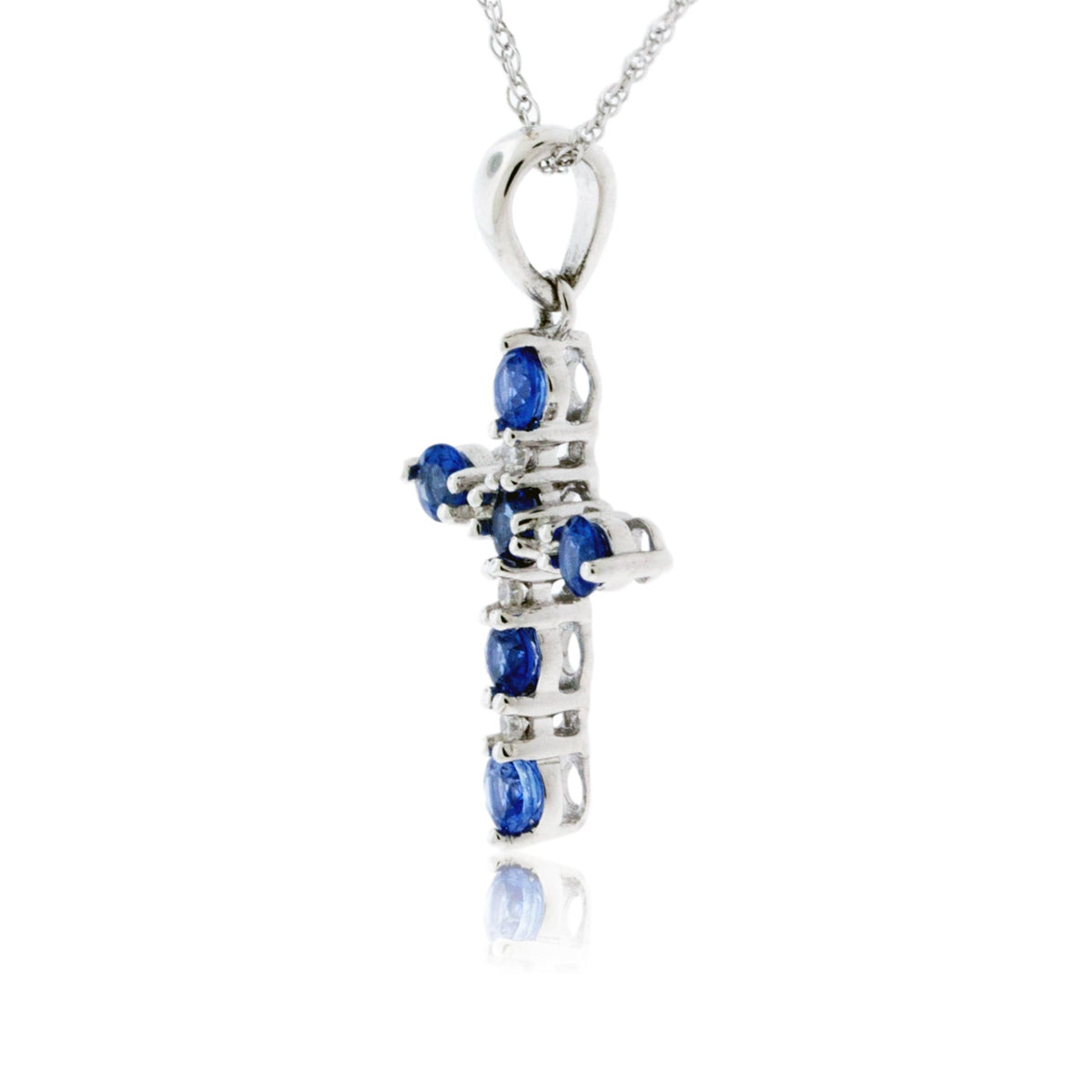 Blue Sapphire and Diamond Cross Pendant - Park City Jewelers