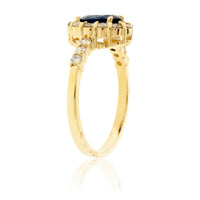 Blue Sapphire and Diamond Halo Ring - Park City Jewelers