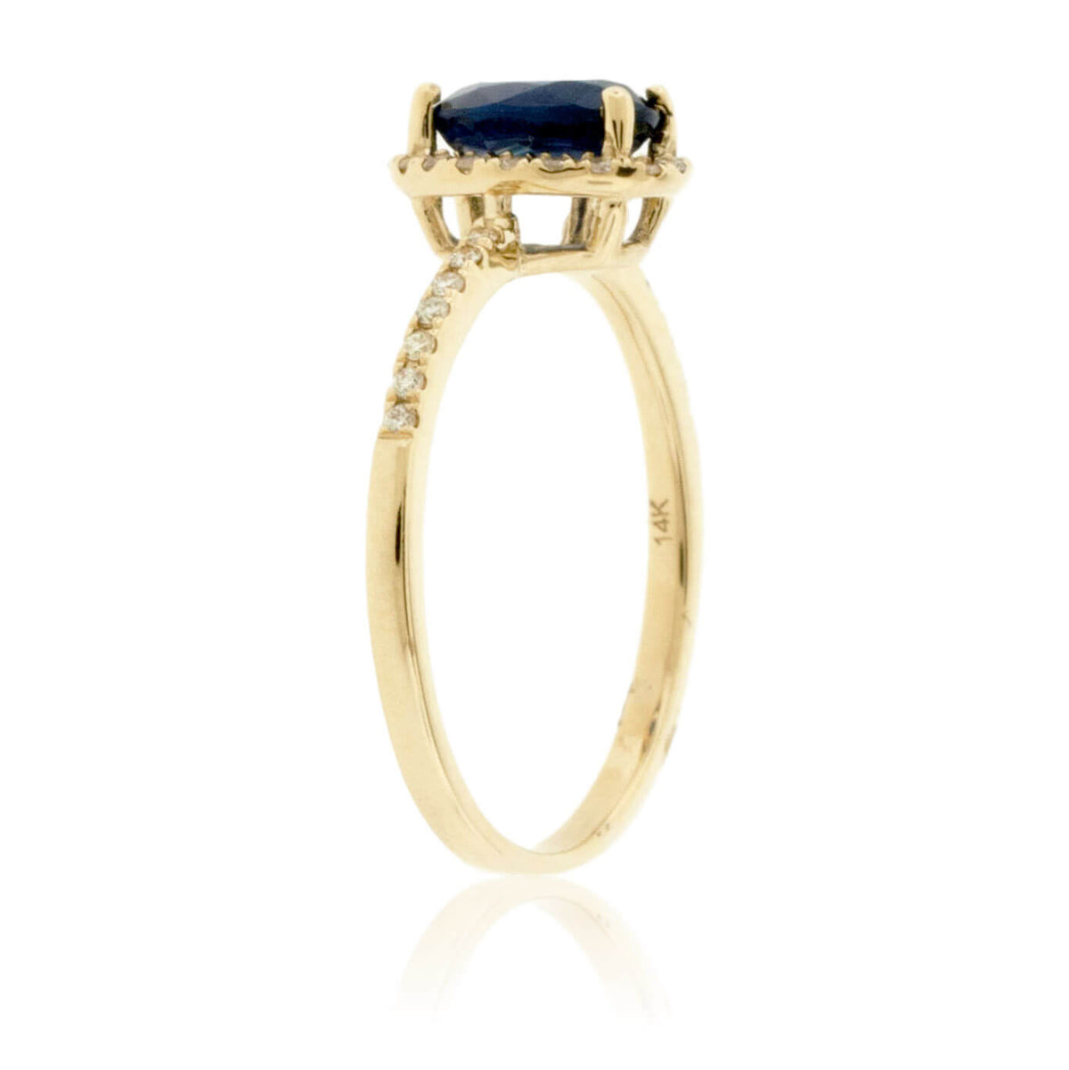 Blue Sapphire and Diamond Halo Ring - Park City Jewelers