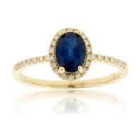 Blue Sapphire and Diamond Halo Ring - Park City Jewelers