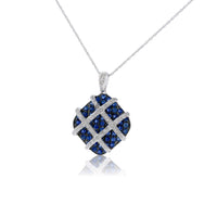 Blue Sapphire and Diamond Overlay Pendant - Park City Jewelers