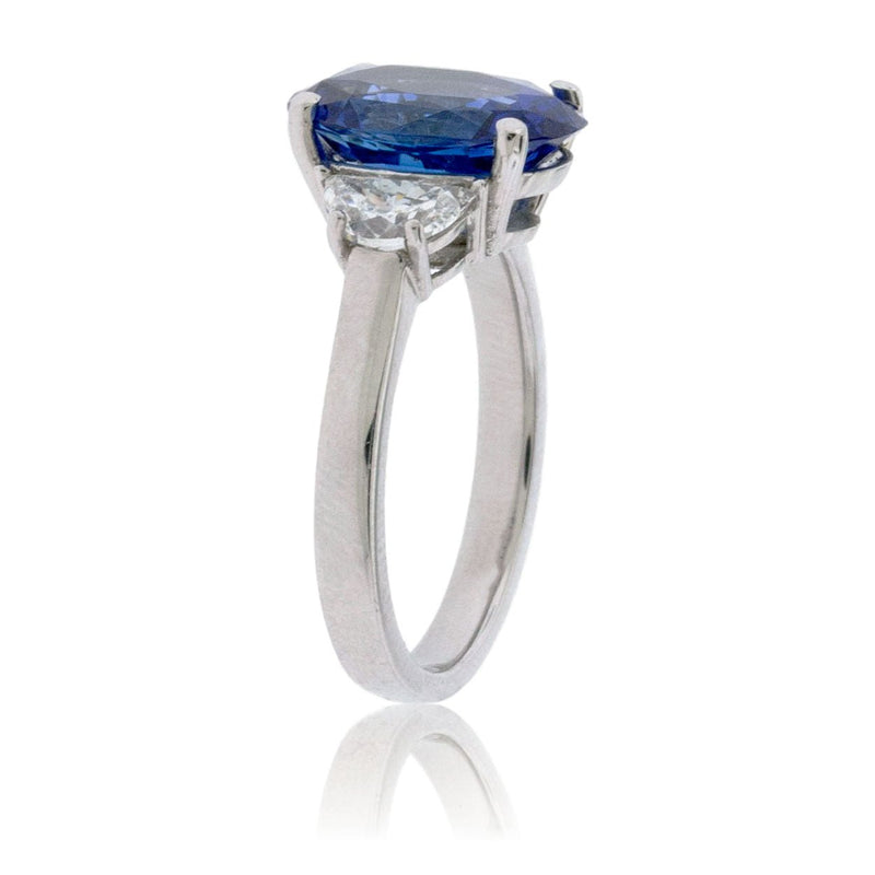 Blue Sapphire and Half Moon Diamond Ring - Park City Jewelers