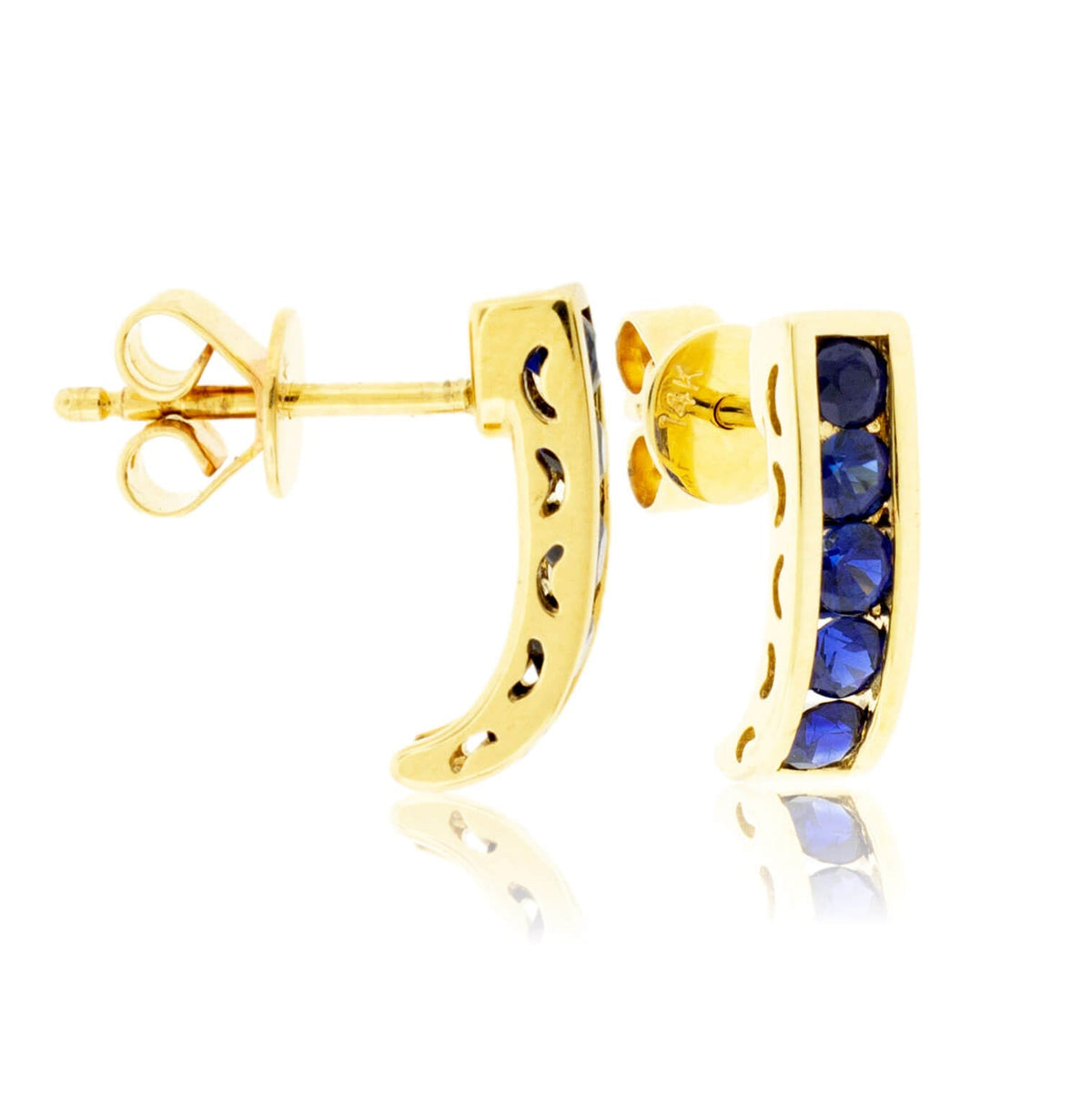 Blue Sapphire and Yellow Gold Earrings - Park City Jewelers