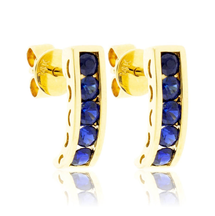 Blue Sapphire and Yellow Gold Earrings - Park City Jewelers