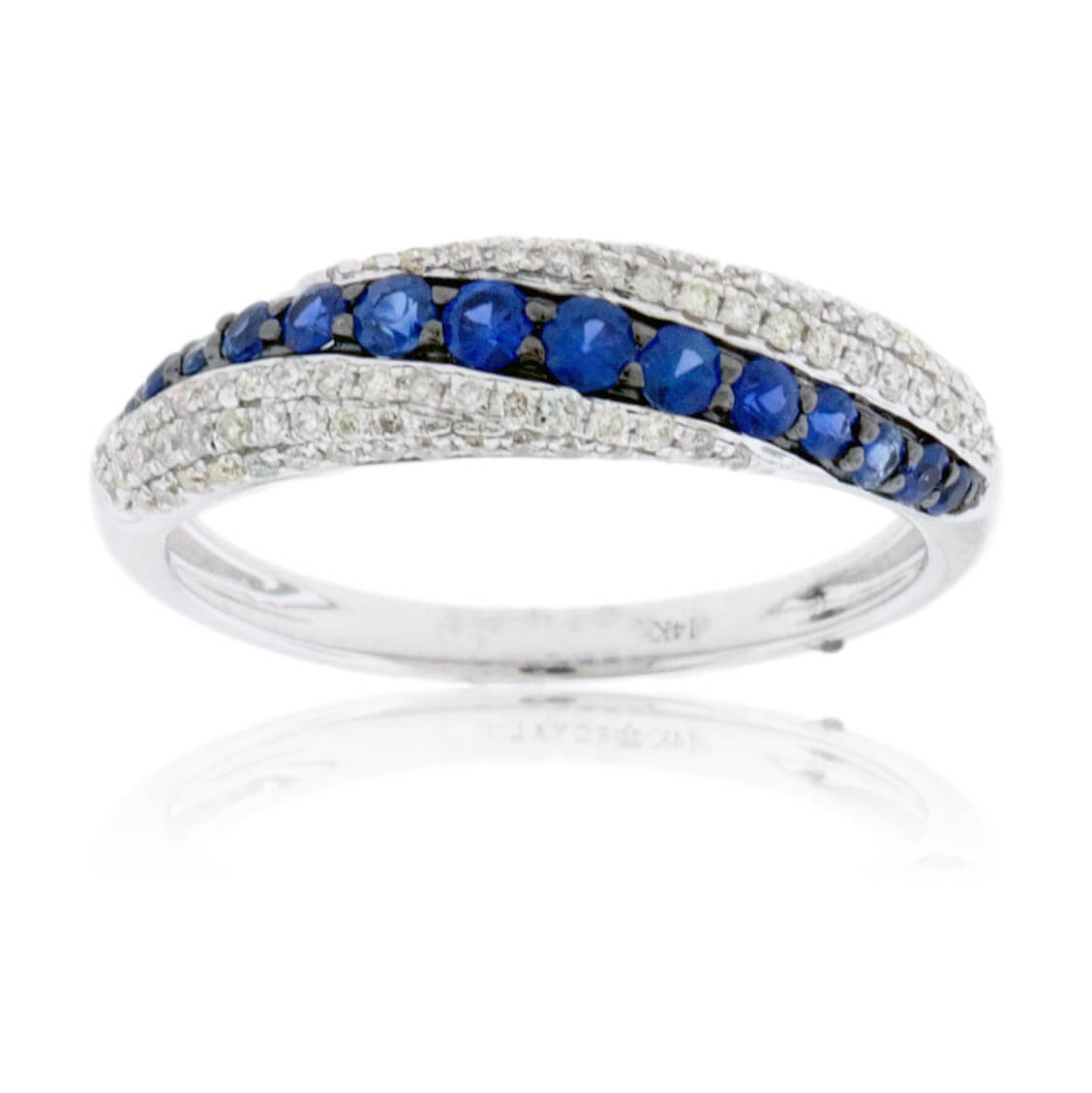Blue Sapphire & Diamond Alternating Twist Ring - Park City Jewelers