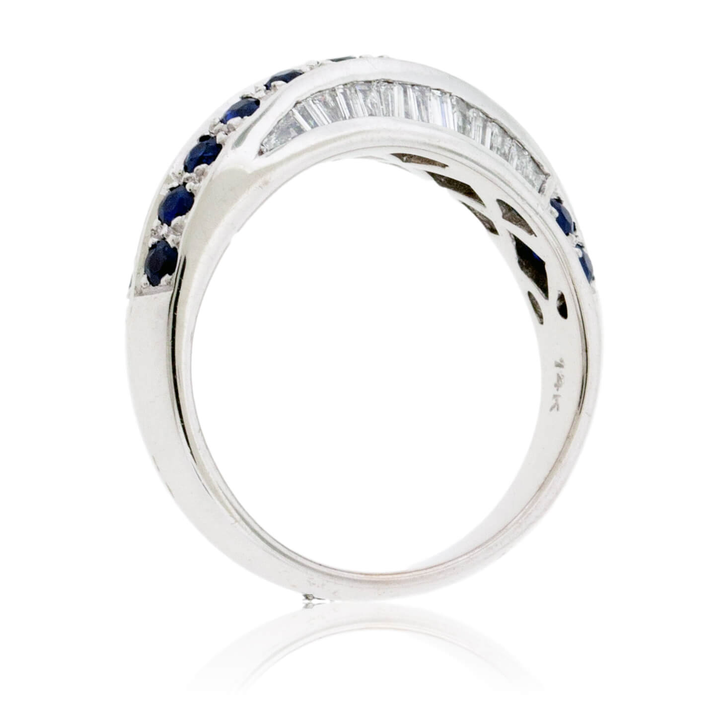 Blue Sapphire & Diamond Alternating Twist Ring - Park City Jewelers