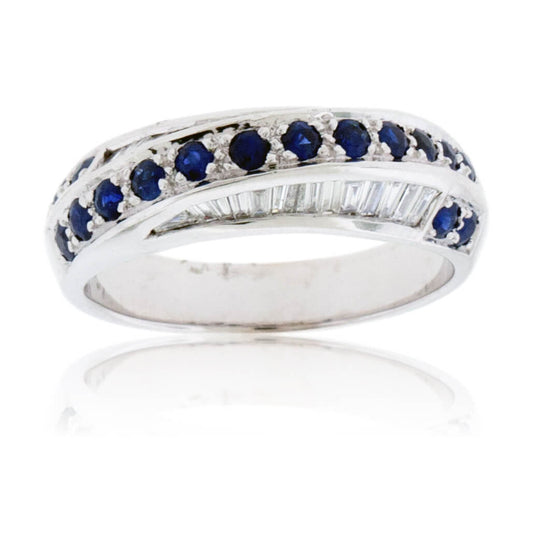 Blue Sapphire & Diamond Alternating Twist Ring - Park City Jewelers