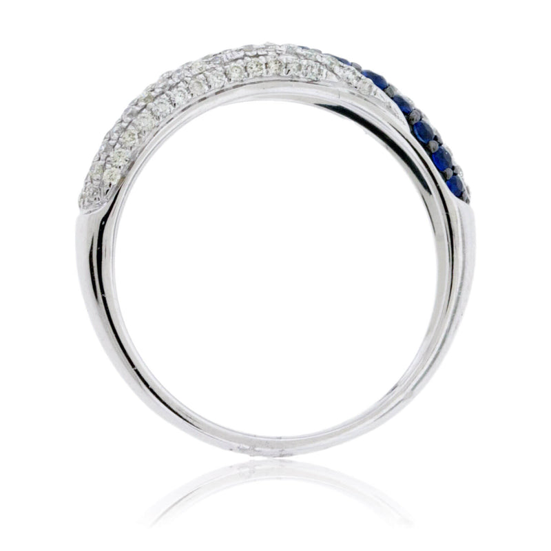 Blue Sapphire & Diamond Alternating Twist Ring - Park City Jewelers