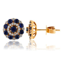 Blue Sapphire & Diamond Circle Cluster Stud Earrings - Park City Jewelers