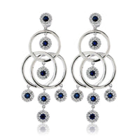 Blue Sapphire & Diamond Circle Dangle Earrings - Park City Jewelers