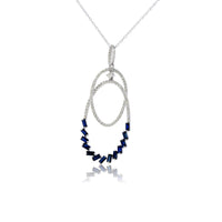 Blue Sapphire & Diamond Double Oval Style Pendant - Park City Jewelers