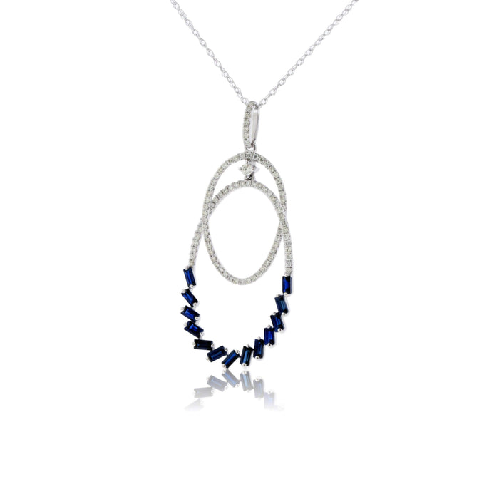 Blue Sapphire & Diamond Double Oval Style Pendant - Park City Jewelers