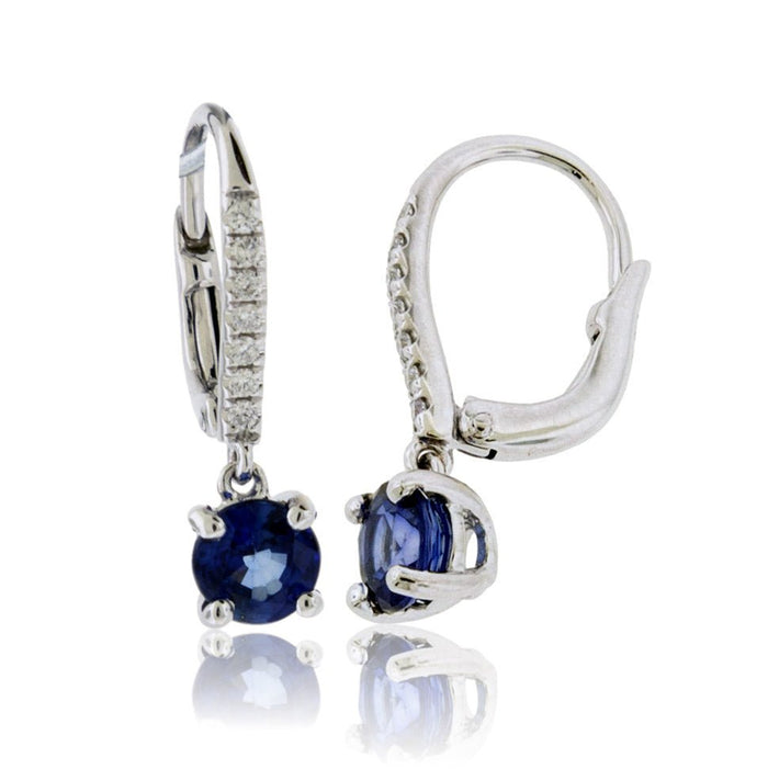 Blue Sapphire & Diamond Drop Earrings - Park City Jewelers