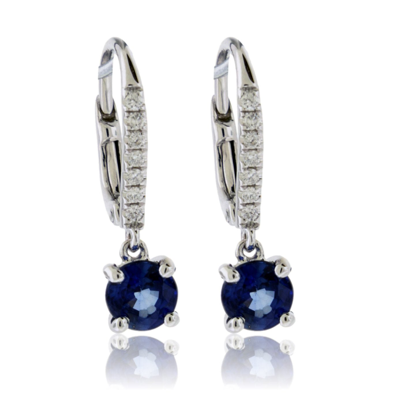Blue Sapphire & Diamond Drop Earrings - Park City Jewelers
