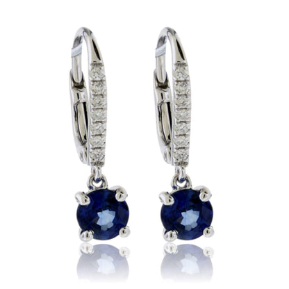 Blue Sapphire & Diamond Drop Earrings - Park City Jewelers