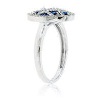 Blue Sapphire & Diamond Lattice Style Circle Ring - Park City Jewelers