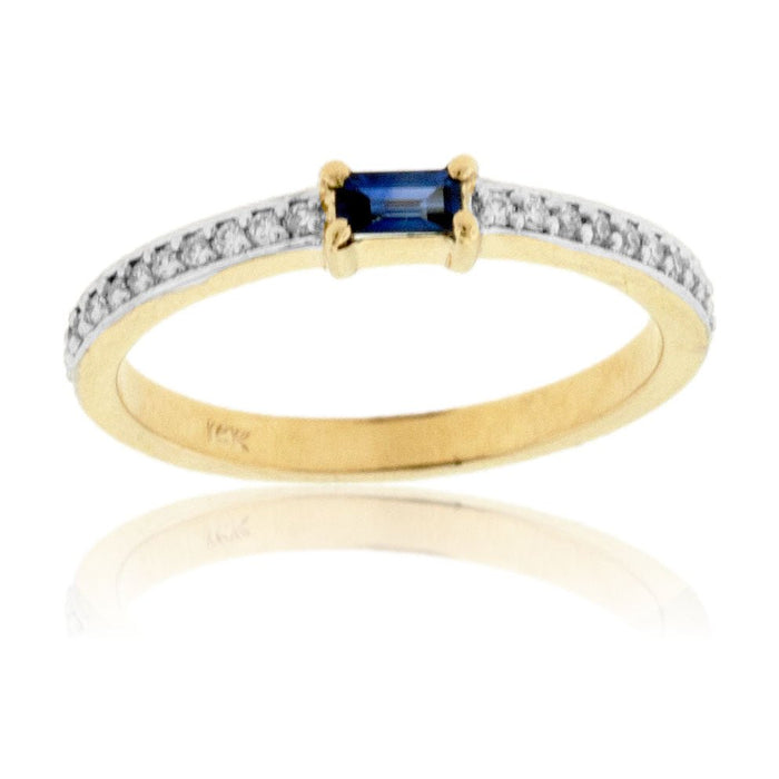 Blue Sapphire & Diamond Lined Band - Park City Jewelers
