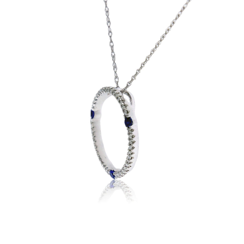 Blue Sapphire & Diamond Spontaneous Circle Style Pendant - Park City Jewelers