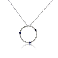 Blue Sapphire & Diamond Spontaneous Circle Style Pendant - Park City Jewelers