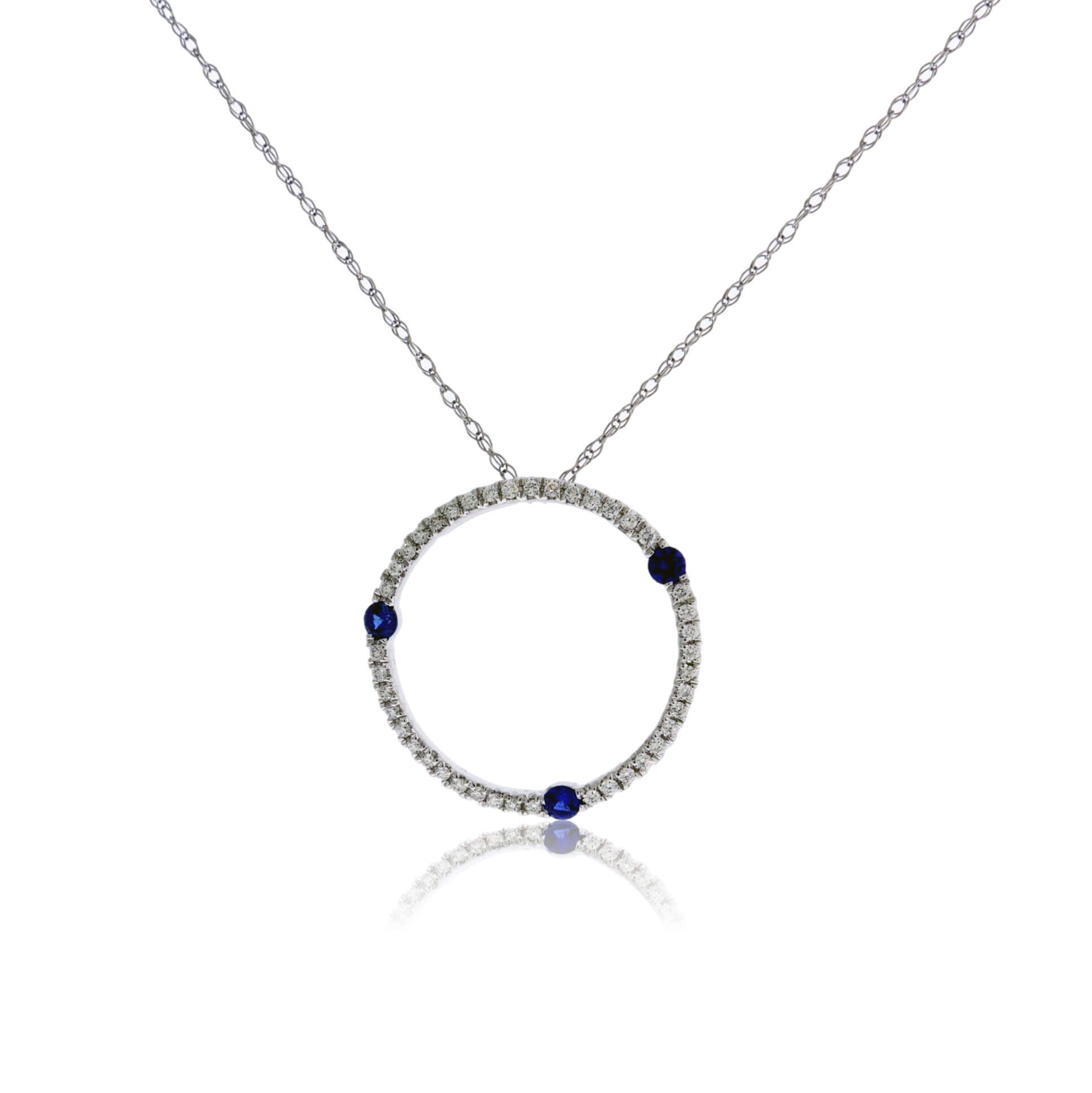 Blue Sapphire & Diamond Spontaneous Circle Style Pendant - Park City Jewelers