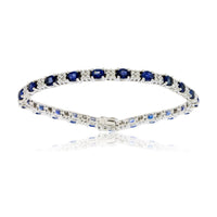 Blue Sapphire & Diamond Tennis Style Bracelet - Park City Jewelers