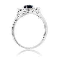 Blue Sapphire & Flower Style Ring - Park City Jewelers