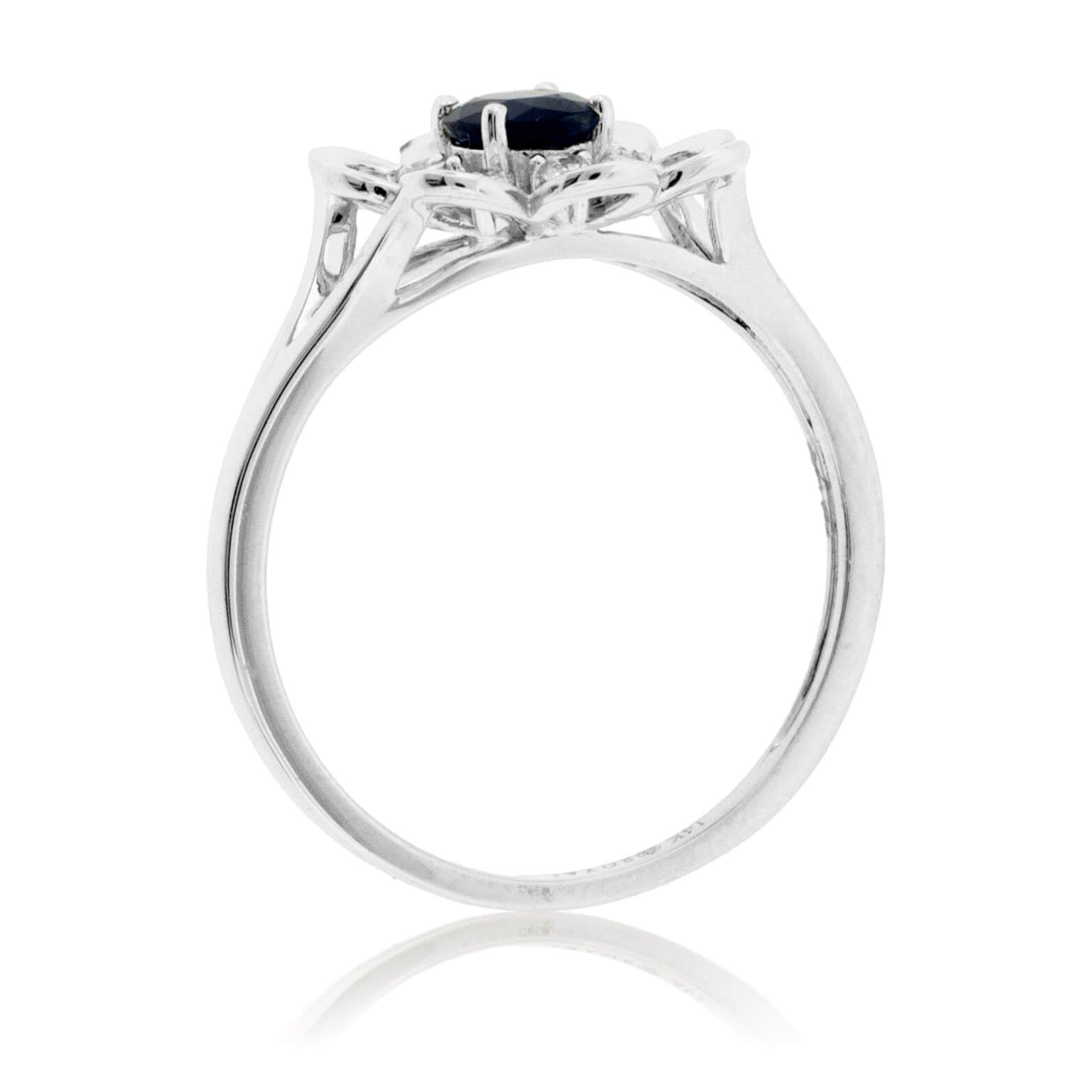 Blue Sapphire & Flower Style Ring - Park City Jewelers